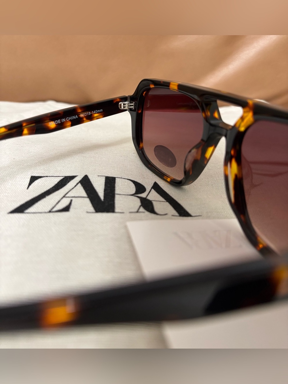 ZARA AVIATOR ACETATE SUNGLASSES BROWN NWT - Picture 8 of 8